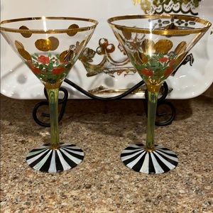 NWT Mackenzie-Childs Heirloom Martini Glass Set